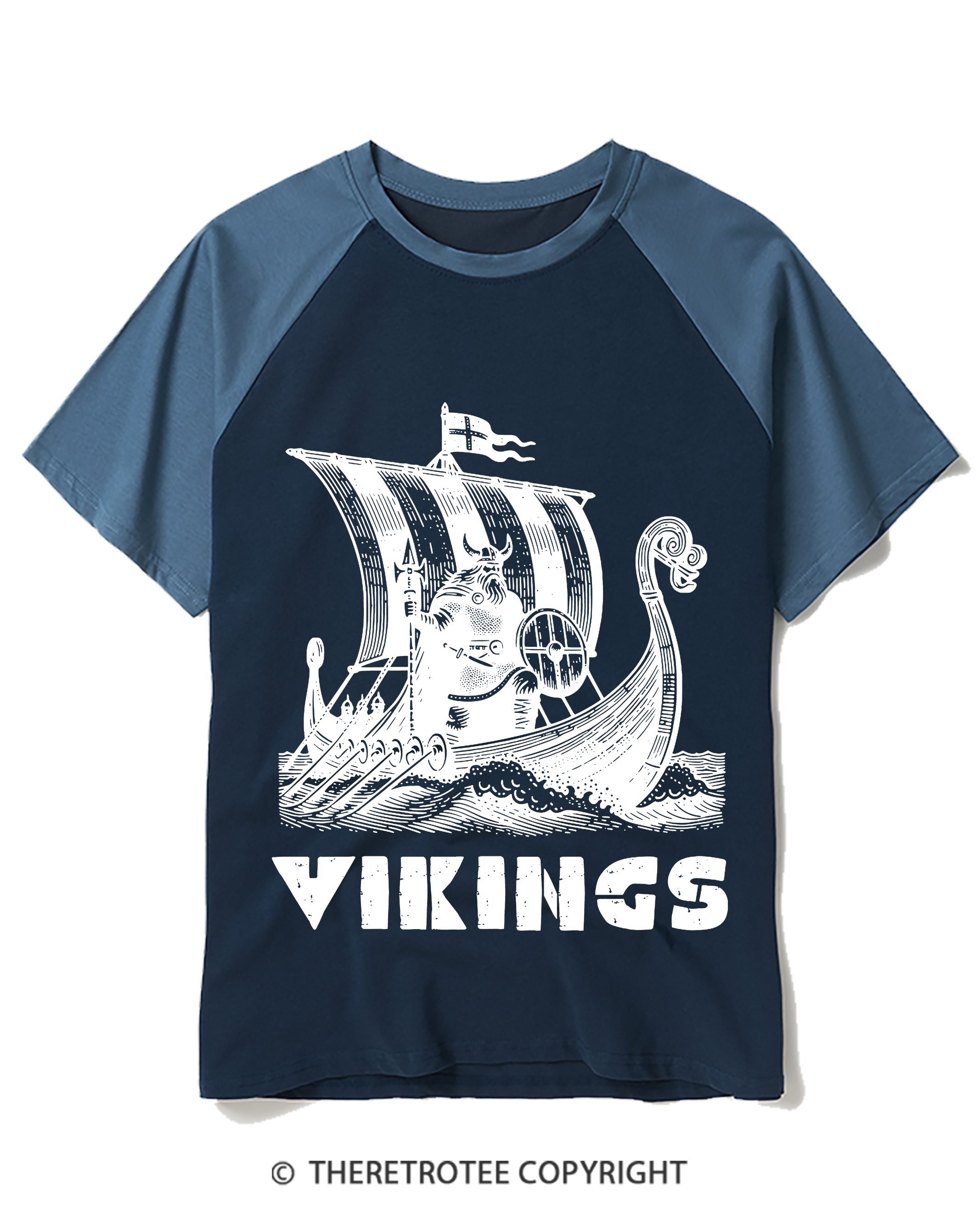 TheRetroTee Vikings Raglan Baseball T-Shirt