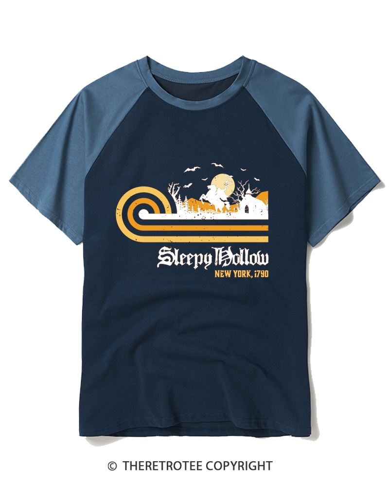 TheRetroTee Sleepy Hollow 1970s Raglan Baseball T-Shirt
