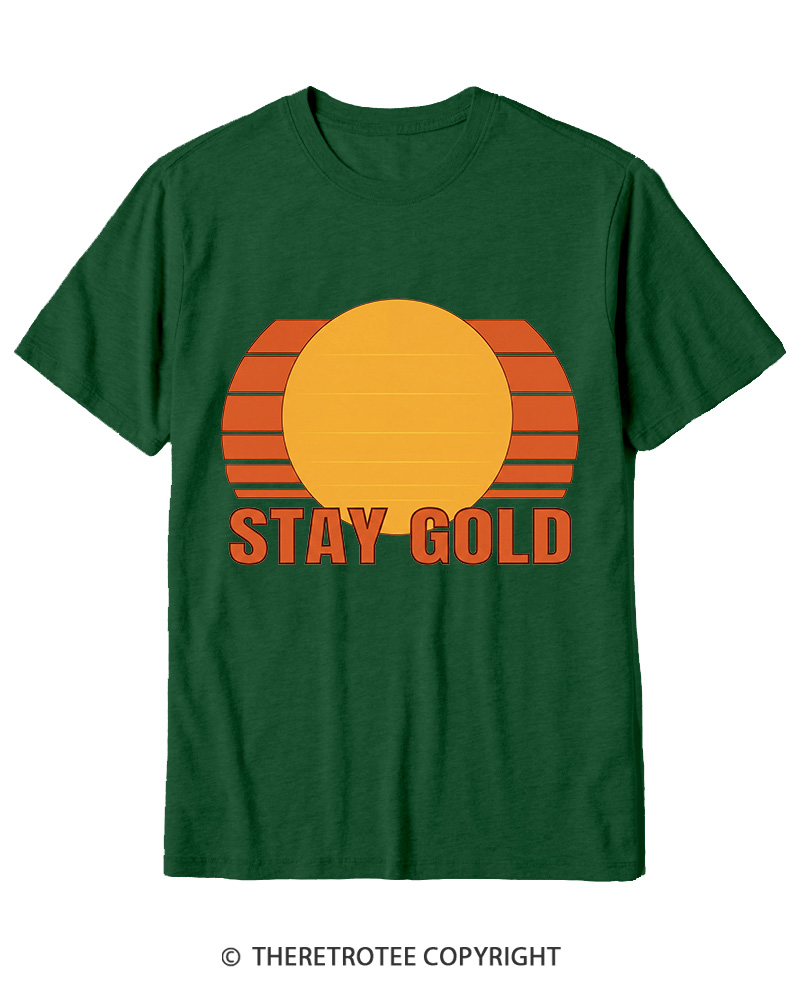 TheRetroTee Stay Gold 1980s Cotton T-Shirt