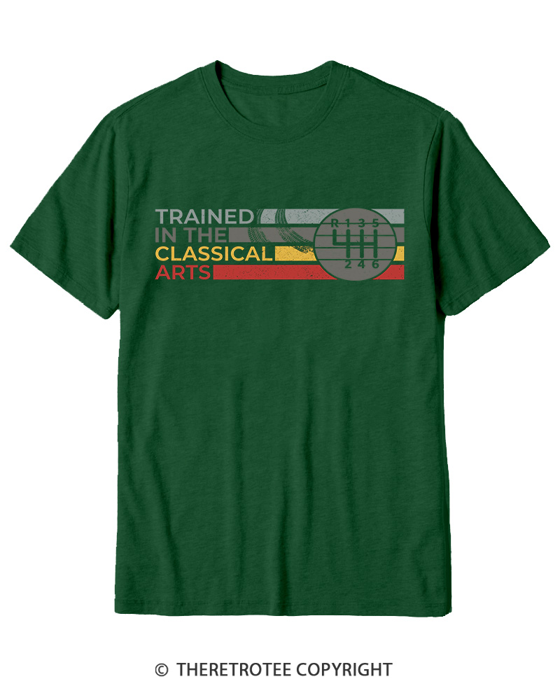 TheRetroTee Trained In The Classical Arts Speed Manual Transmission 1980s Cotton T-Shirt
