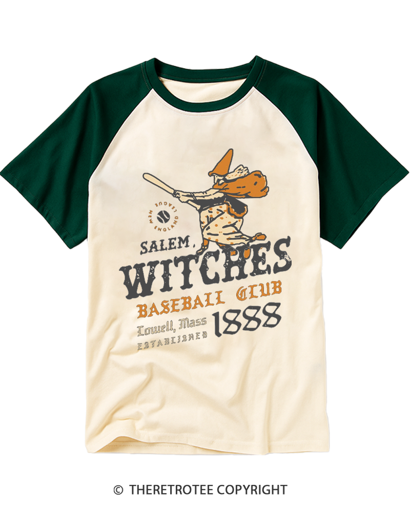TheRetroTee Salem Witches 1888 Raglan Baseball T-Shirt