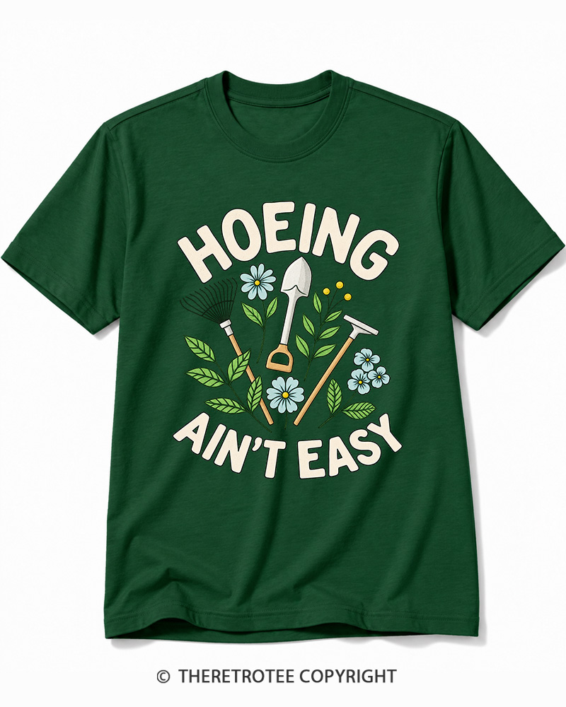 TheRetroTee Hoeing Ain’t Easy 1970s Cotton T-Shirt