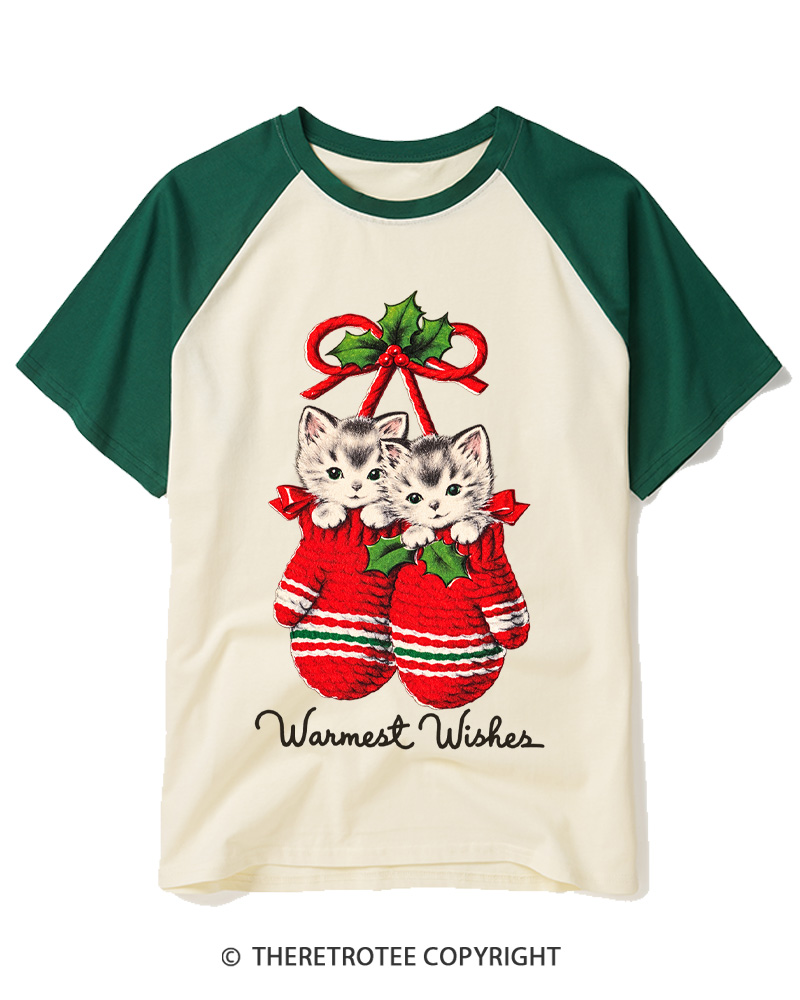 TheRetroTee Warmest Wishes 1950s Raglan Baseball T-Shirt
