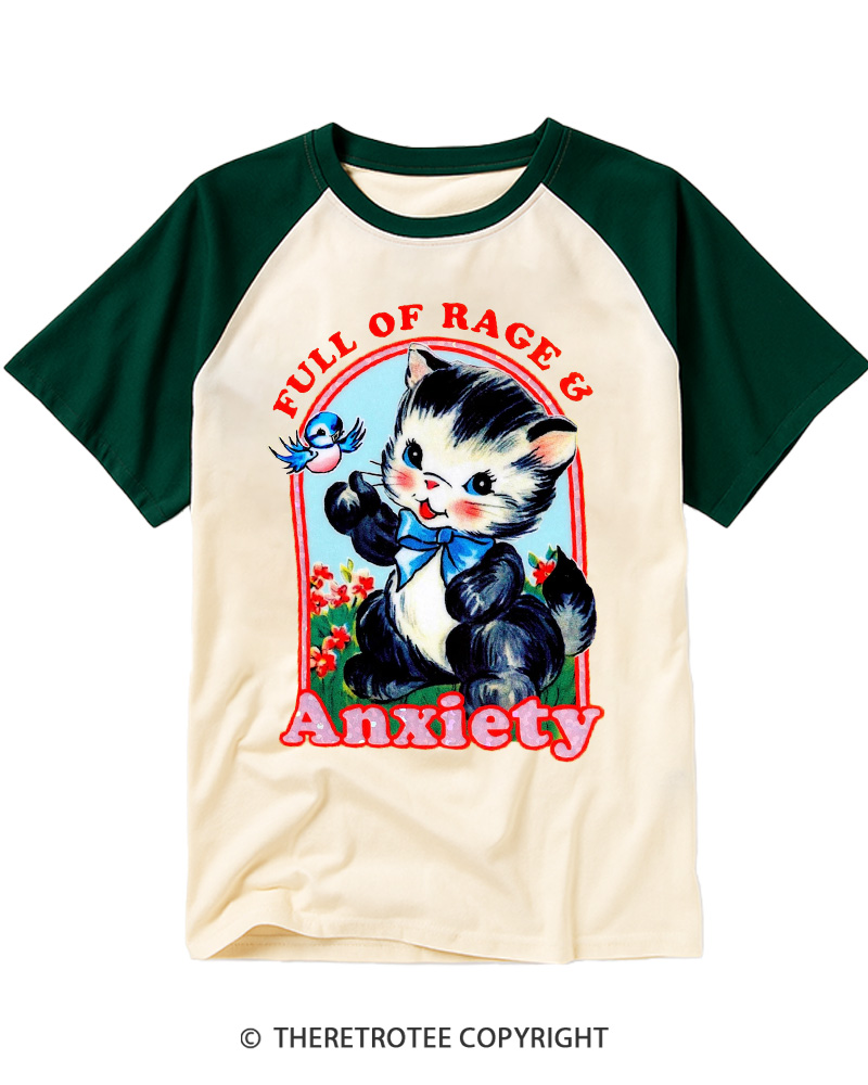 TheRetroTee Rage & Anxiety Humor 1970s Raglan Baseball T-Shirt