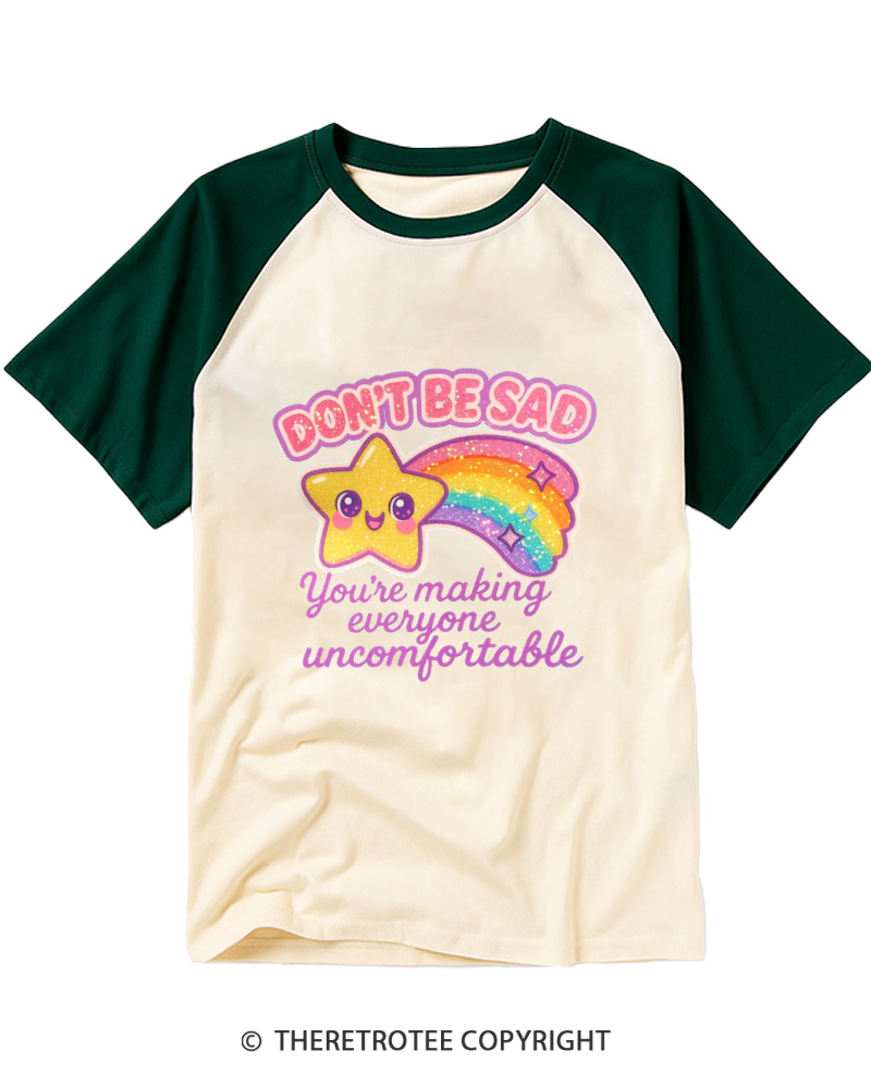 TheRetroTee Sarcastic Rainbow Star 1970s Raglan Baseball T-Shirt