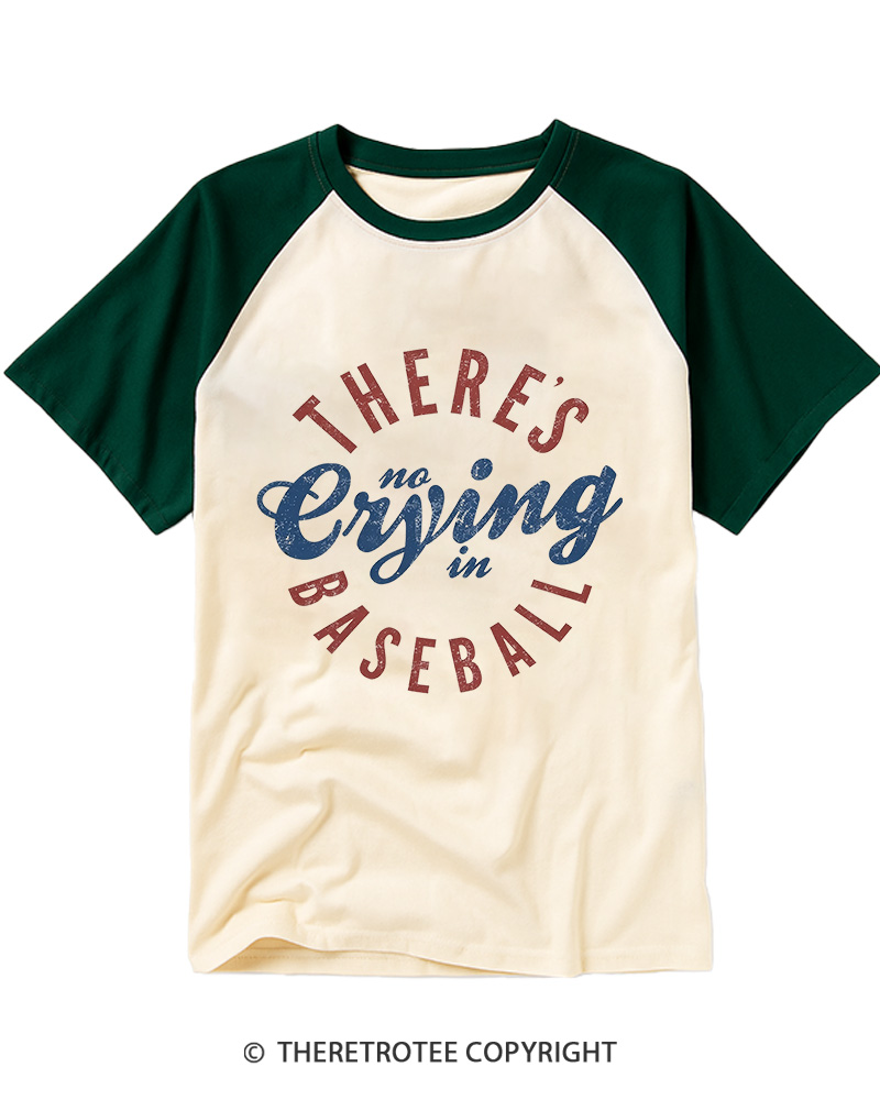 TheRetroTee There’s No Crying In Baseball 1980s Raglan Baseball T-Shirt