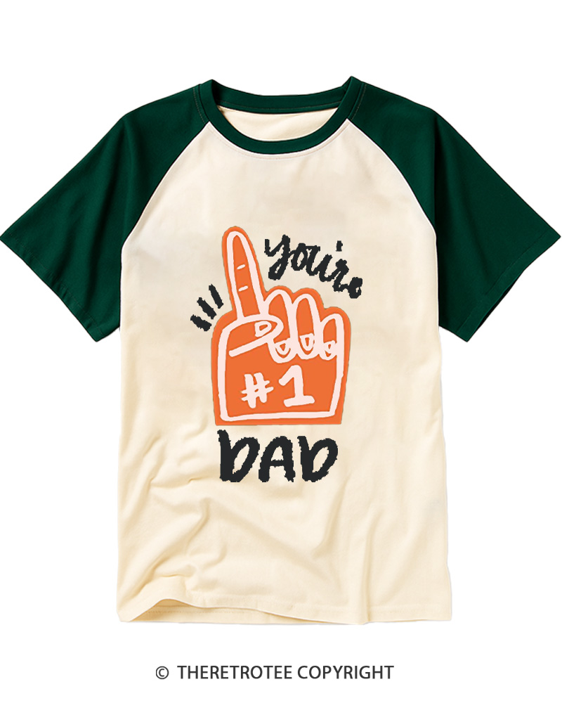 TheRetroTee You're #1 Dad 1990s Raglan Baseball T-Shirt