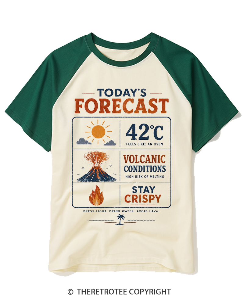 TheRetroTee Today's Forecast Heatwave Raglan Baseball T-Shirt