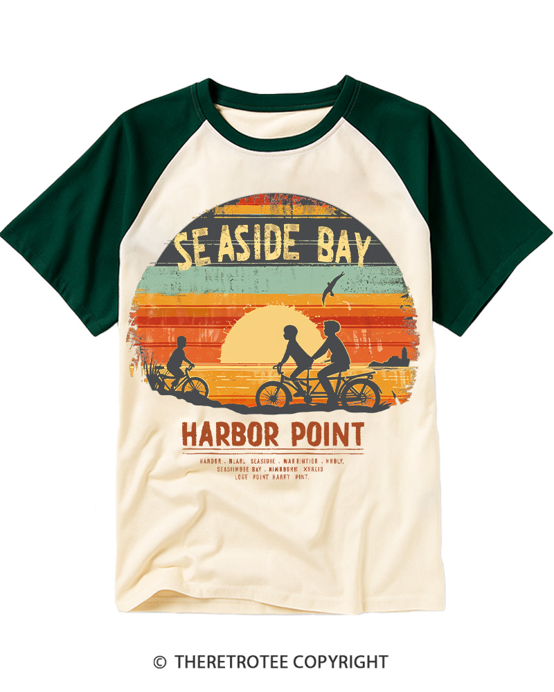 TheRetroTee Seaside Bay Ride 1970s Raglan Baseball T-Shirt