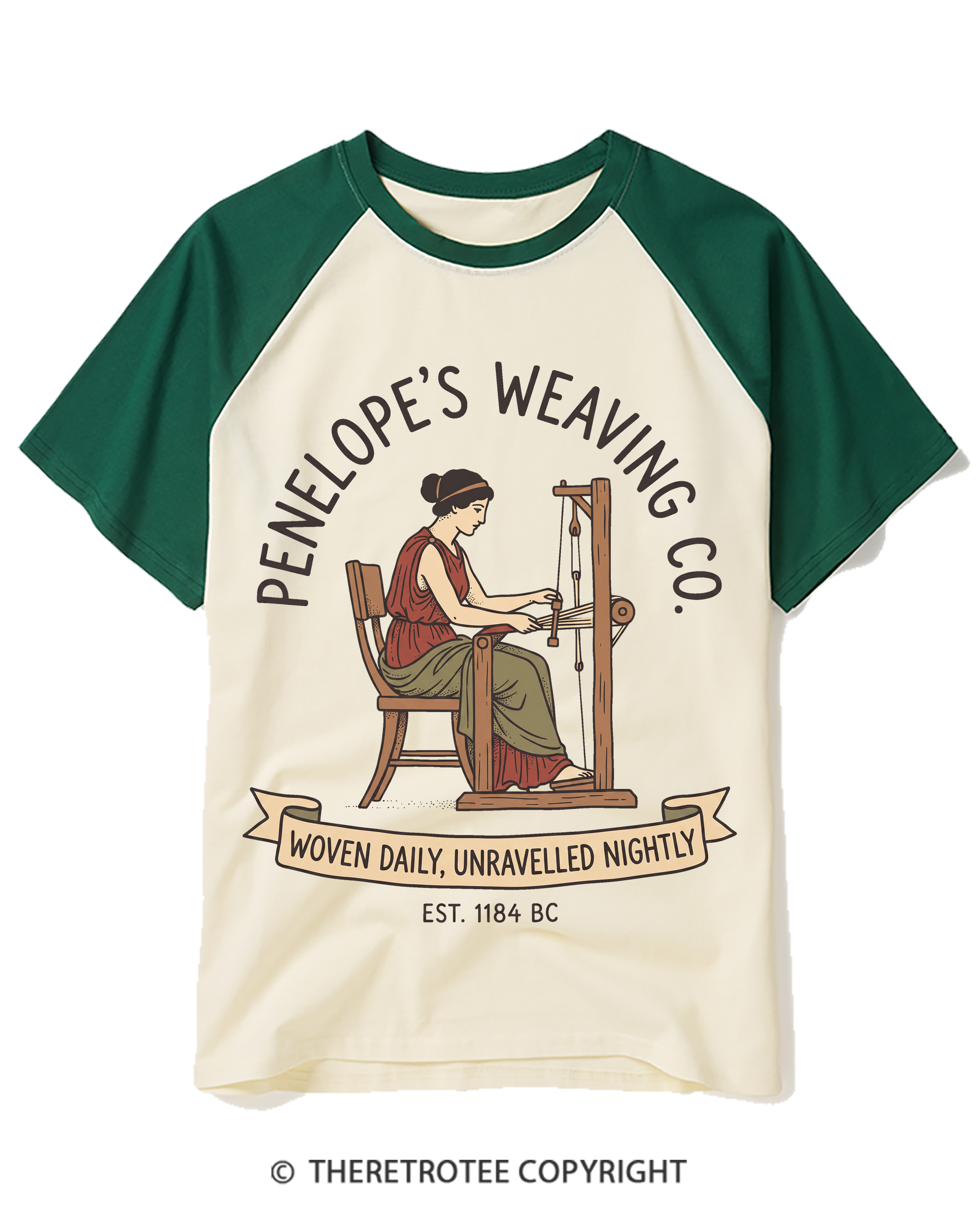 TheRetroTee Vintage Odyssey Woven Daily Raglan Baseball T-Shirt