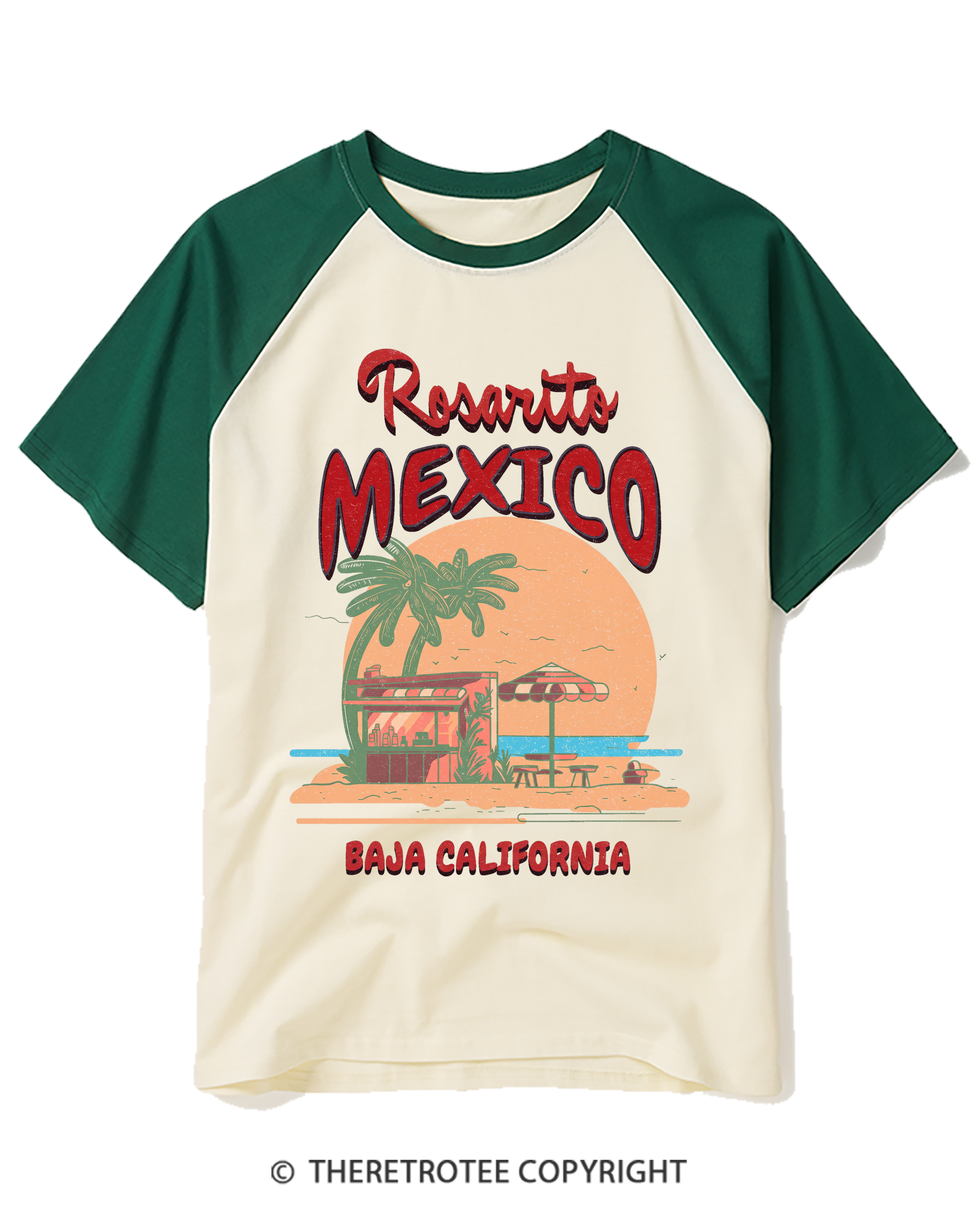 TheRetroTee Folly Beach Bronco Life Raglan Baseball T-Shirt