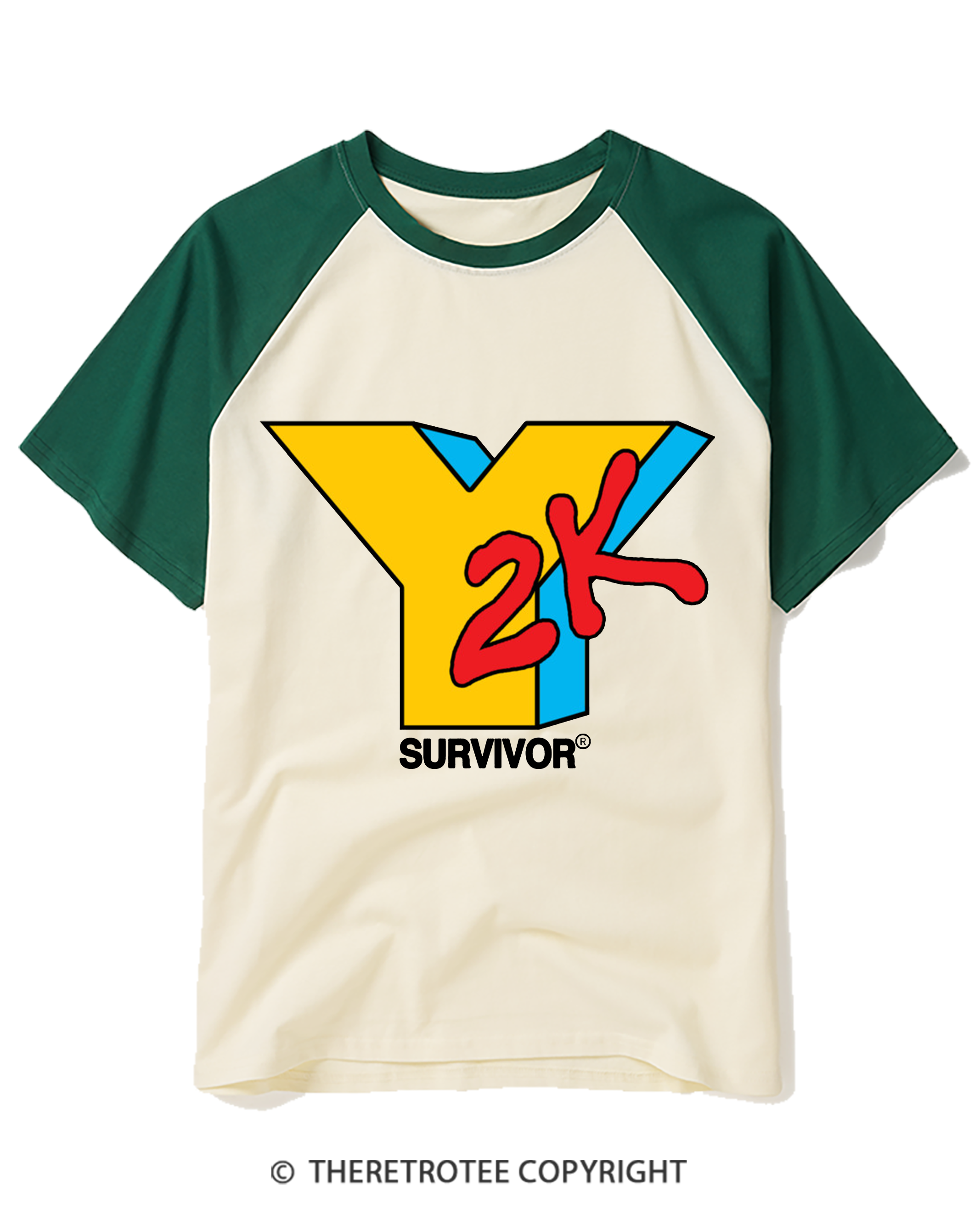 TheRetroTee Y2K SURVIVOR Raglan Baseball T-Shirt
