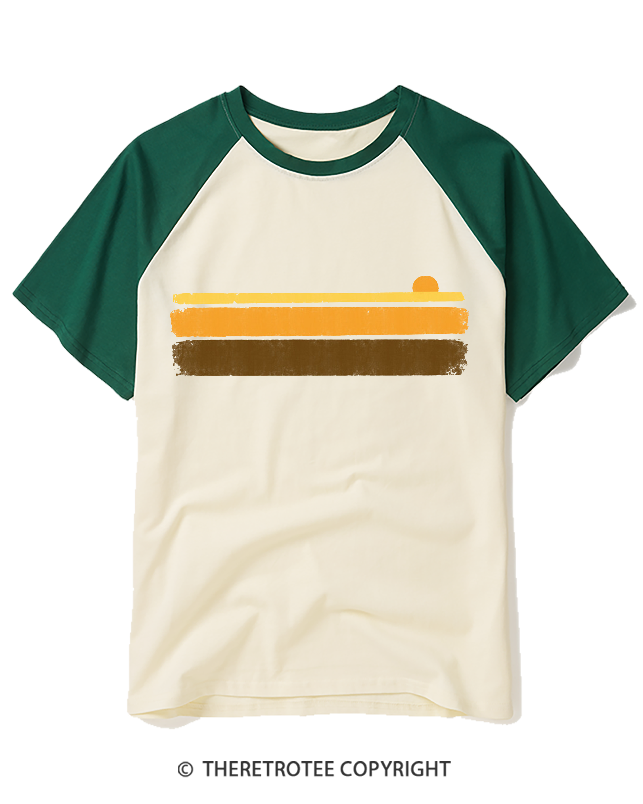 TheRetroTee Retro 70s Summer Stripes Raglan Baseball T-Shirt