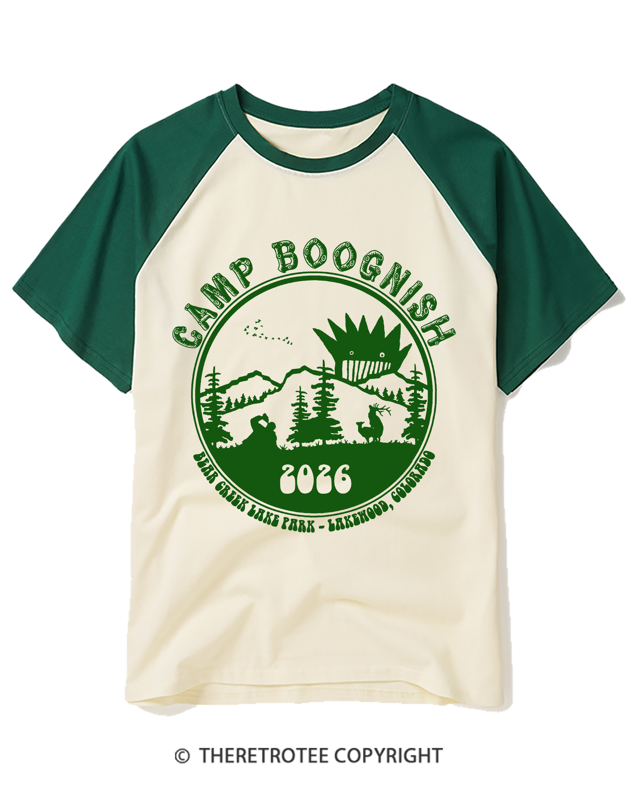 TheRetroTee ADVENTURE CAMP FOR YOUNG CAMPERS Raglan Baseball T-Shirt