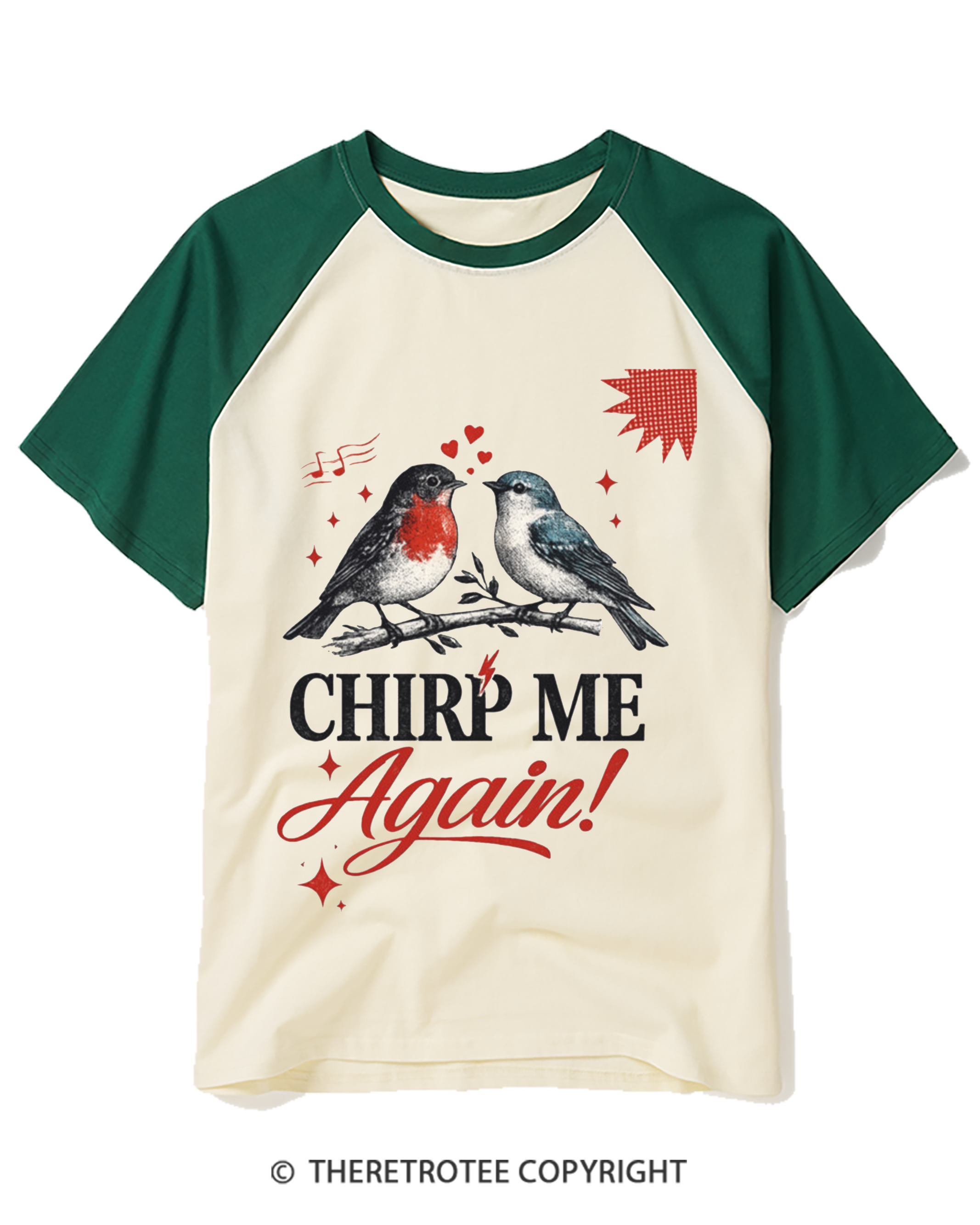 TheRetroTee Chirp Me Again Raglan Baseball T-Shirt