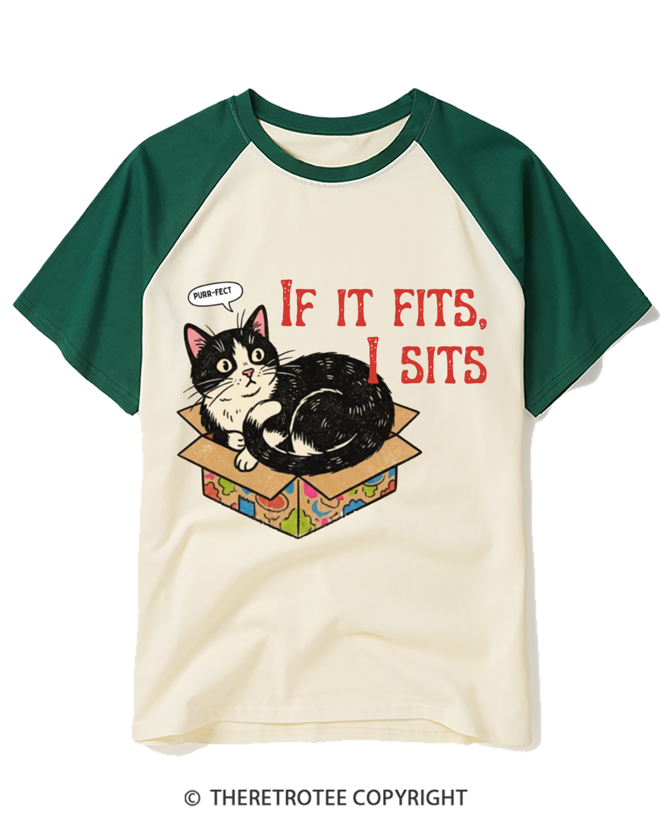 TheRetroTee If It Fits I Sits Raglan Baseball T-Shirt