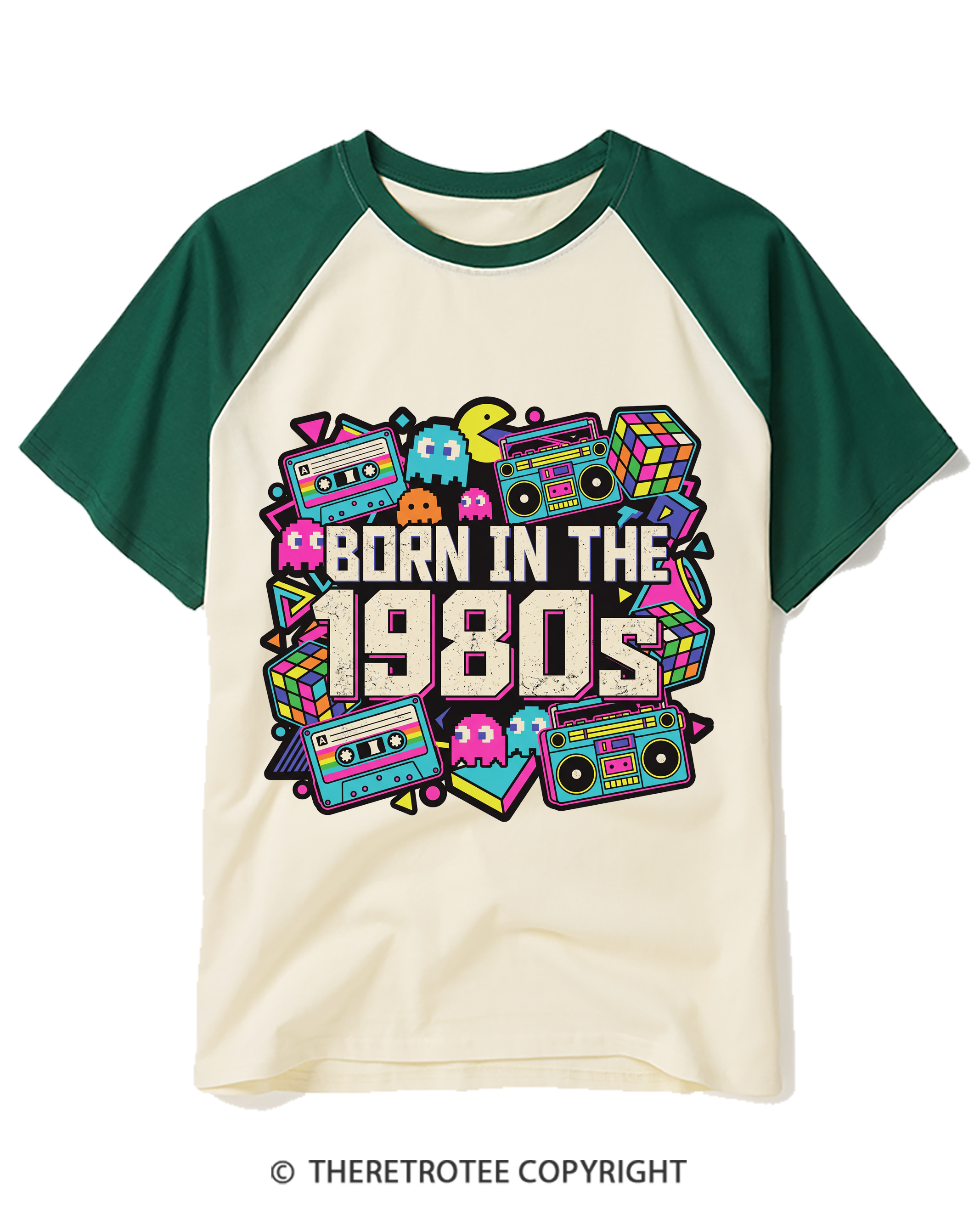 TheRetroTee Born in the 1980s Raglan Baseball T-Shirt