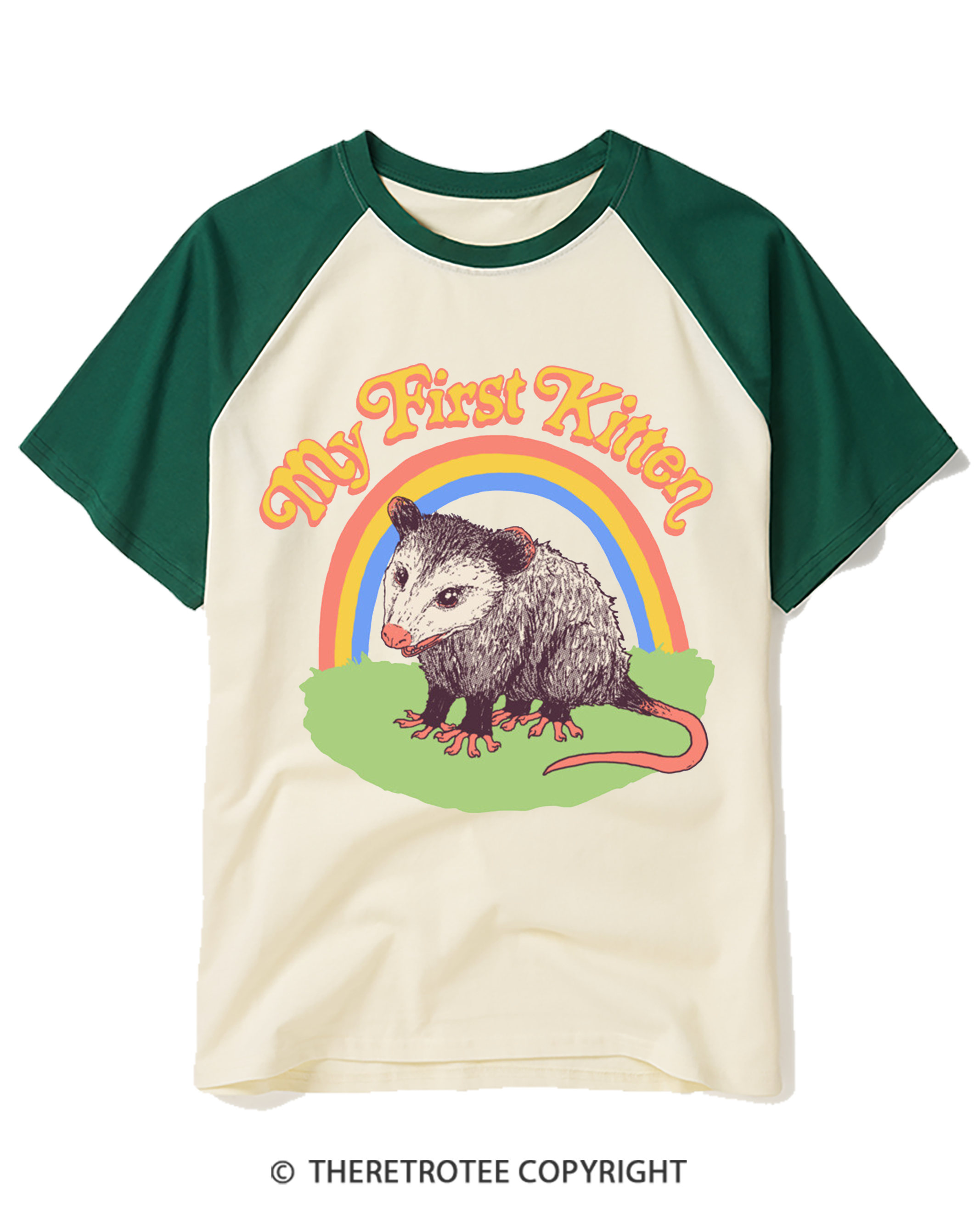 TheRetroTee My First Kitten Raglan Baseball T-Shirt