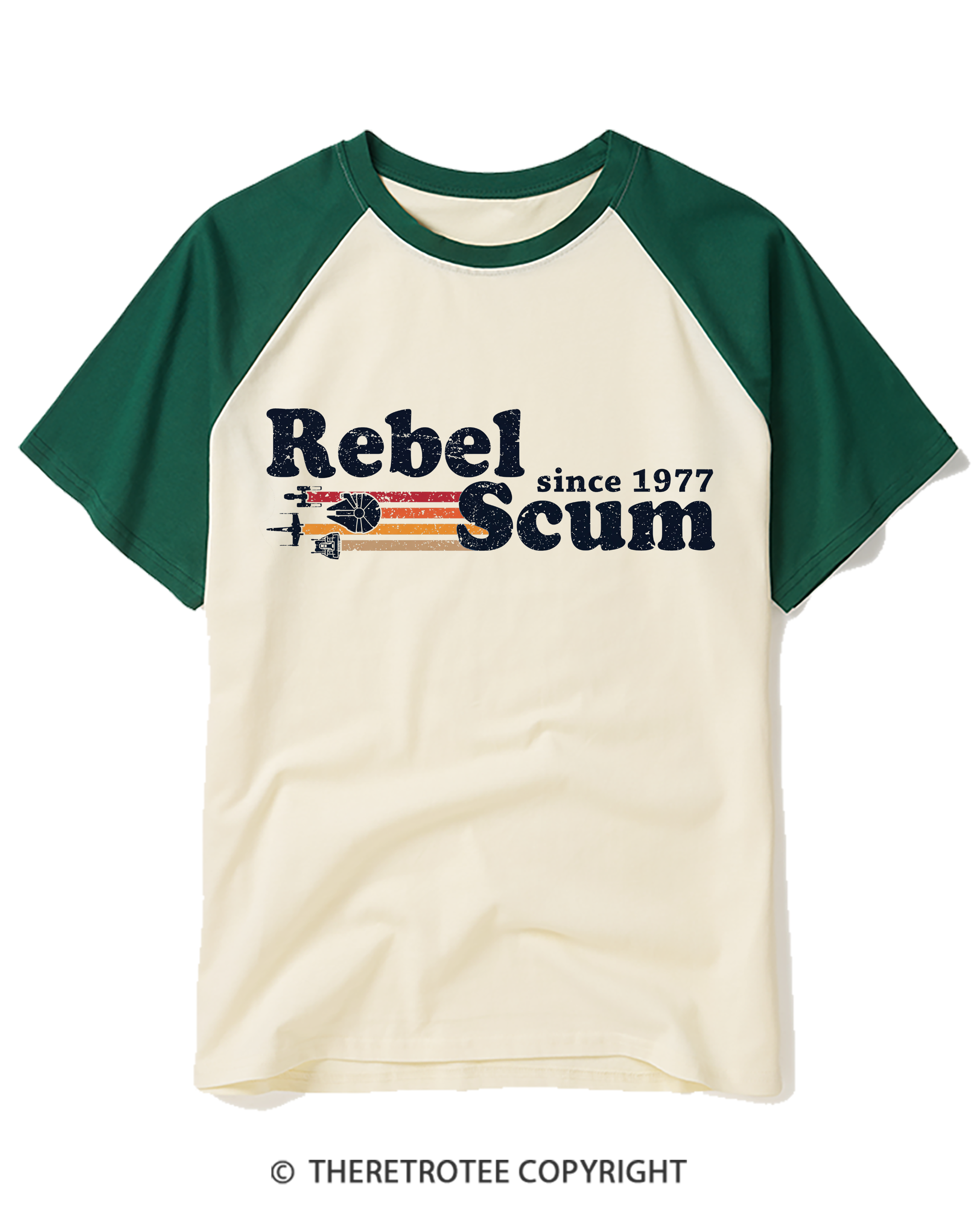 TheRetroTee Rebel Scum Since 1977 Raglan Baseball T-Shirt