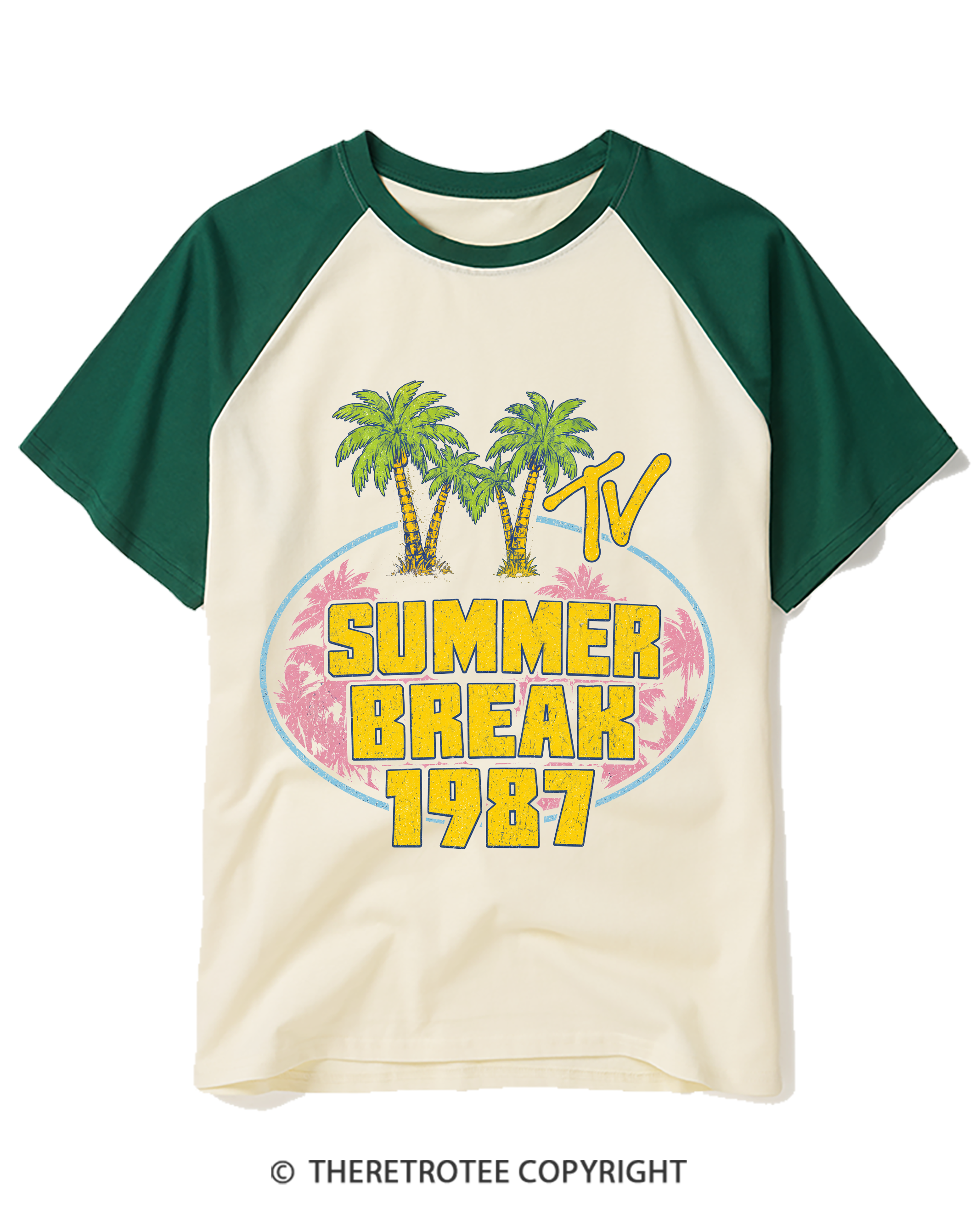 TheRetroTee Summer Break 1987 Raglan Baseball T-Shirt
