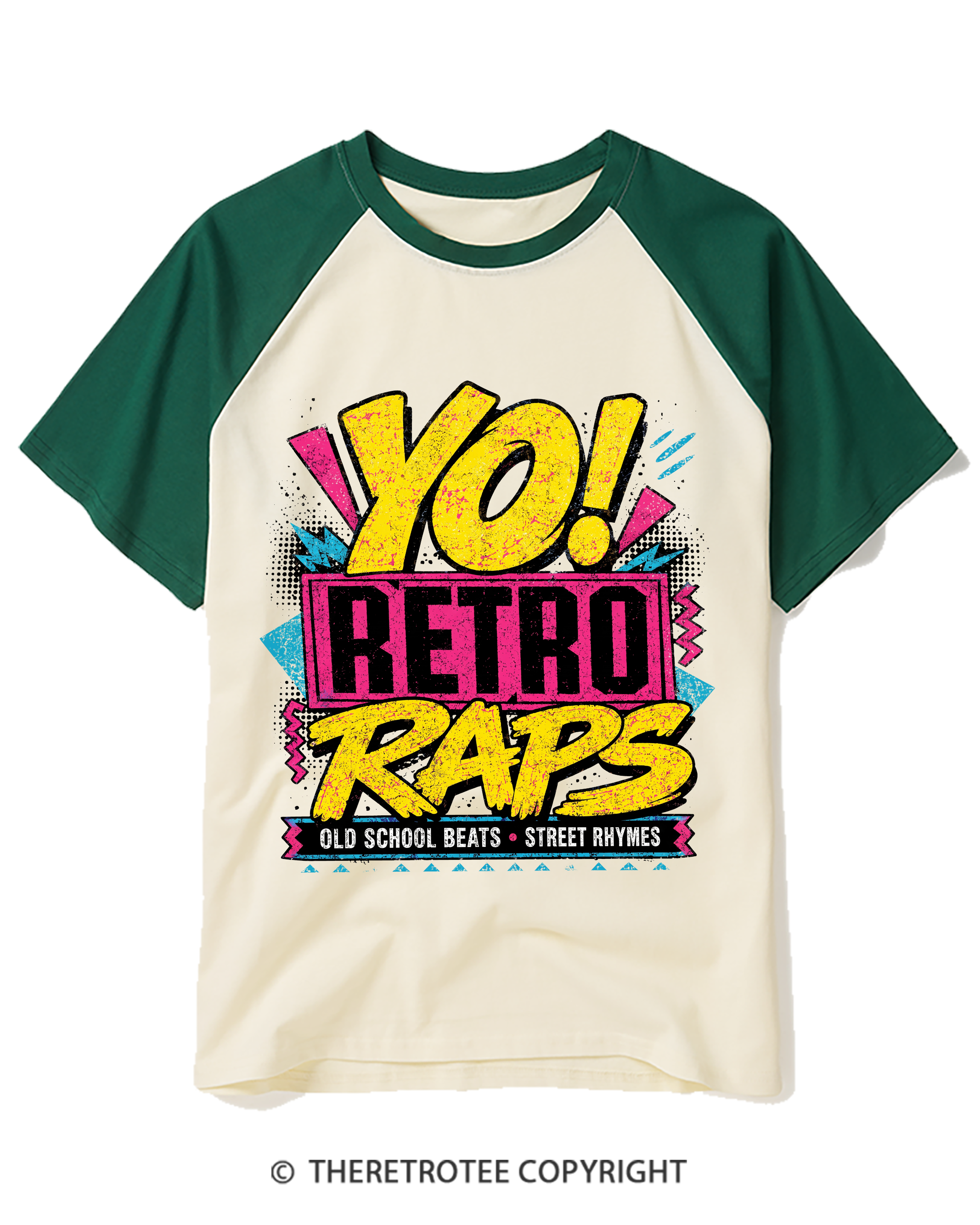 TheRetroTee Yo! Retro raps, Real Rhymes Raglan Baseball T-Shirt