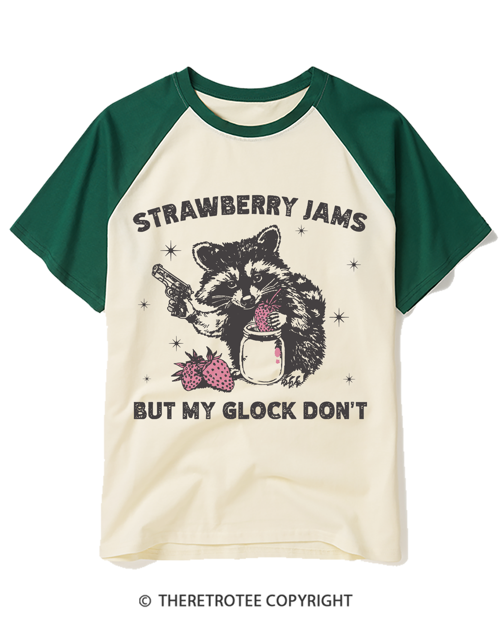 TheRetroTee Strawberry Jams Raglan Baseball T-Shirt