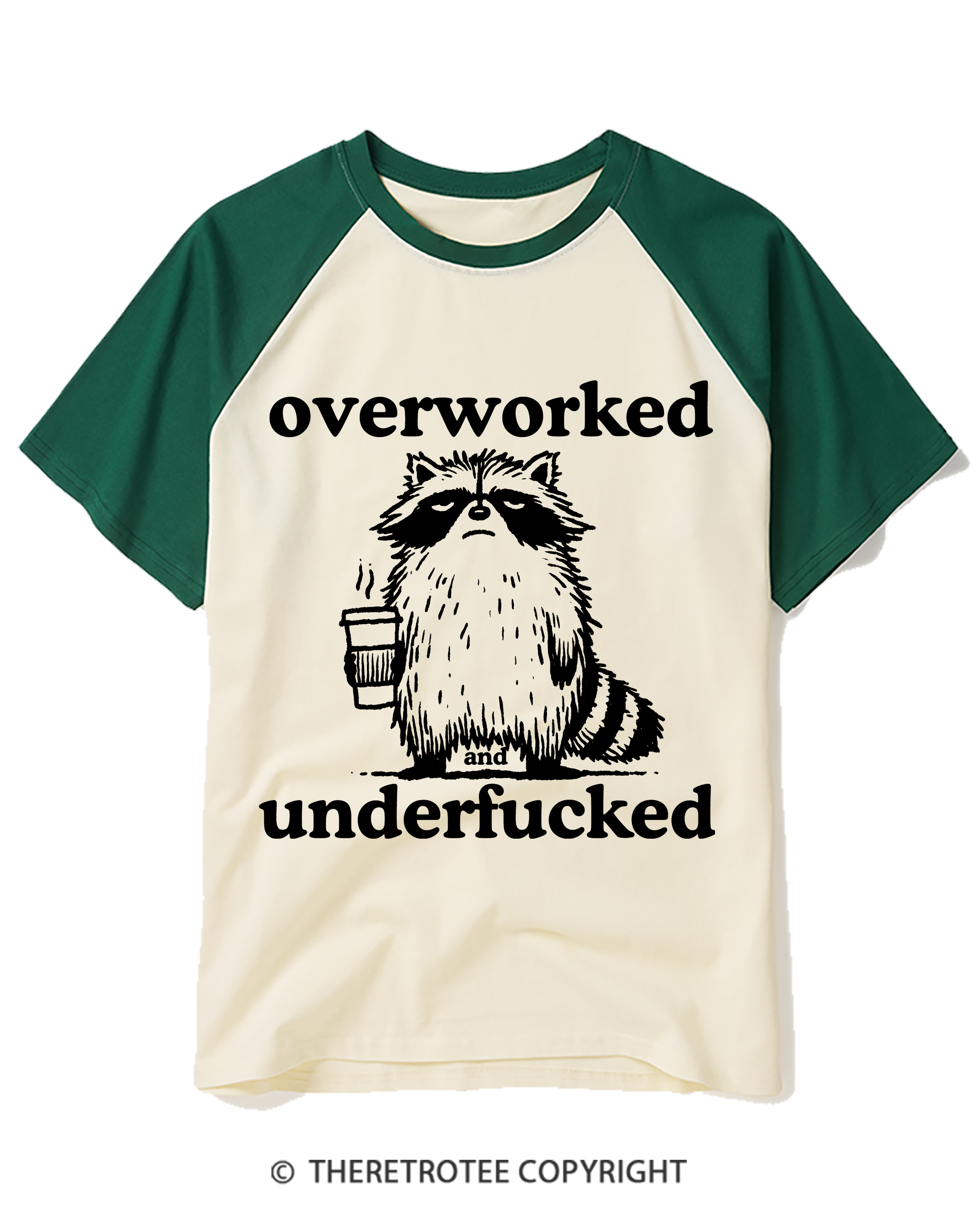 TheRetroTee Overworked And Underfucked Raglan Baseball T-Shirt