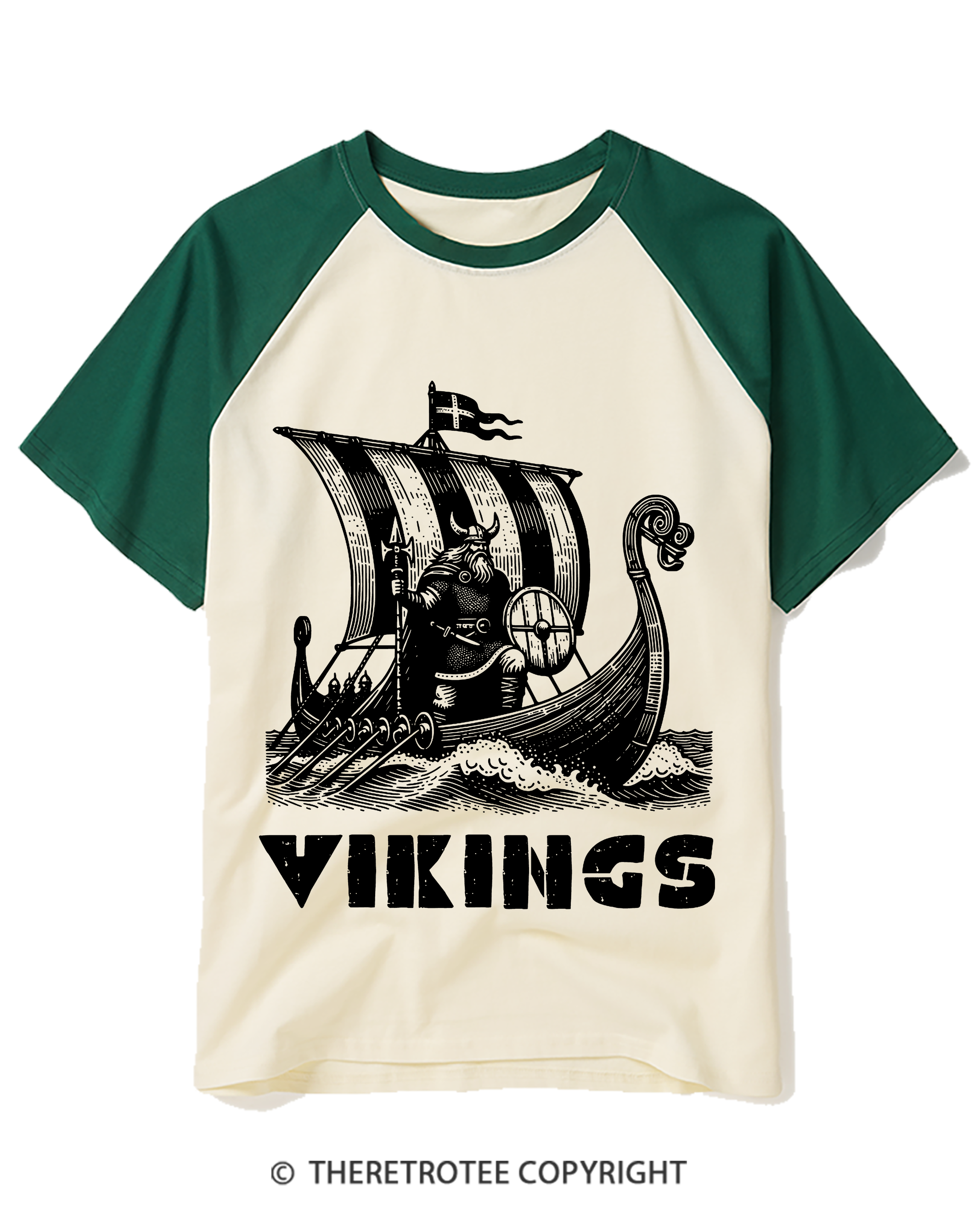 TheRetroTee Vikings Raglan Baseball T-Shirt