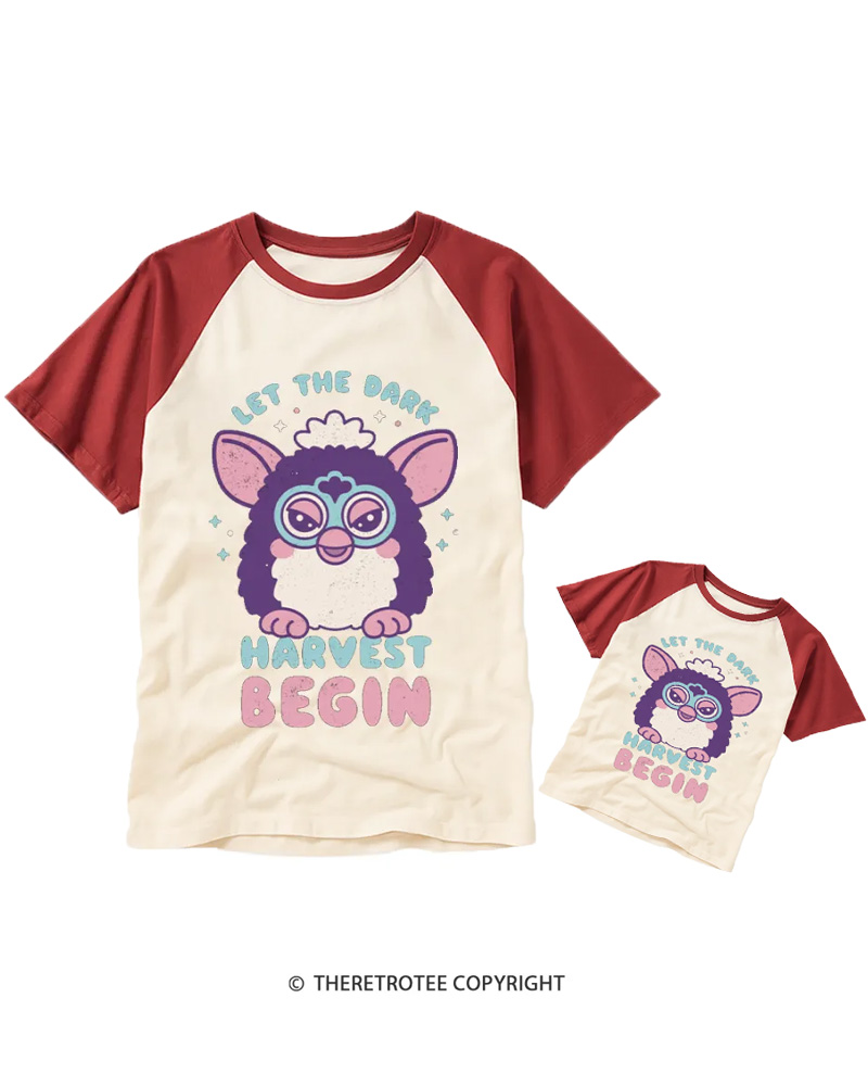 TheRetroTee Let The Dark Harvest Begin 1990s Raglan Baseball Family T-Shirt