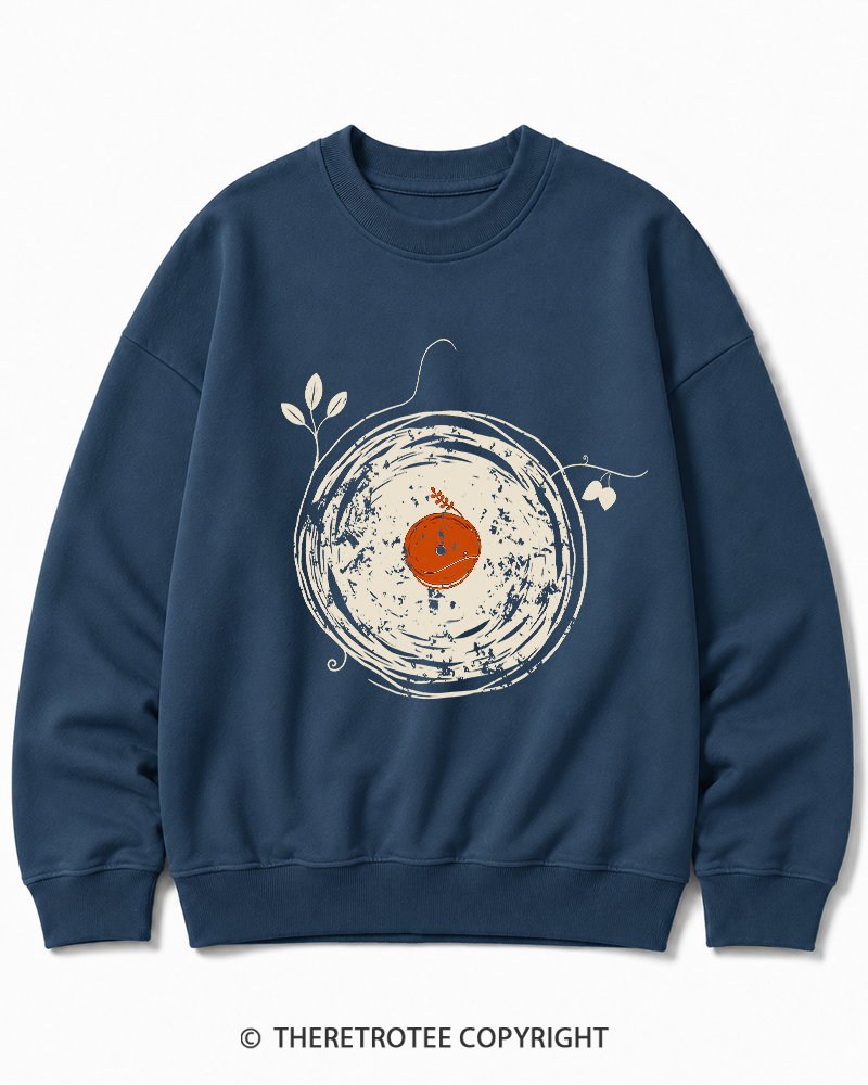 TheRetroTee Enchanting Vinyl Records 1970s Cotton Sweatshirt