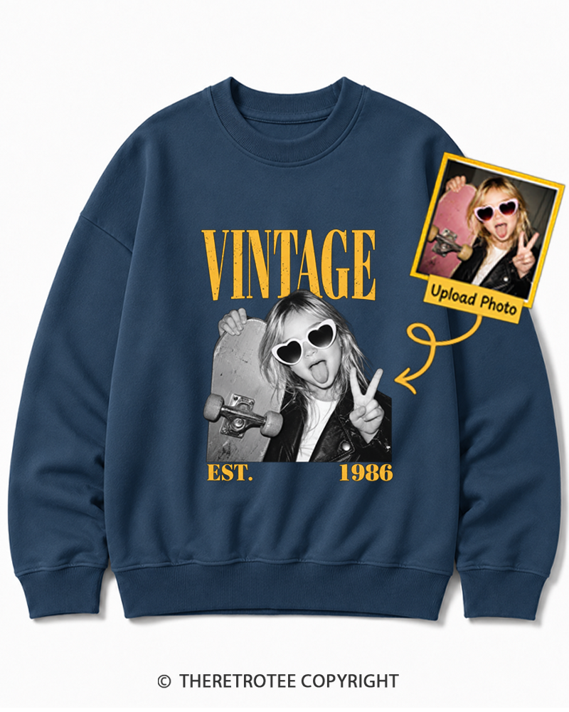 TheRetroTee Personalized My First Skateboard 1986 Sweatshirt