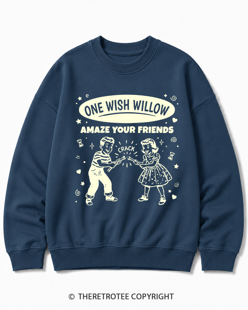 TheRetroTee One Wish Willow Vintage Halloween Cotton Sweatshirt