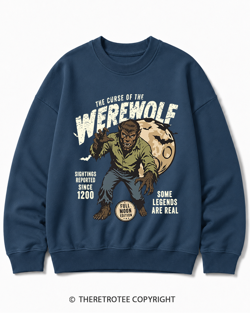 TheRetroTee Werewolf Cult Classic Halloween Horror Movie 1990s Halloween Cotton Sweatshirt