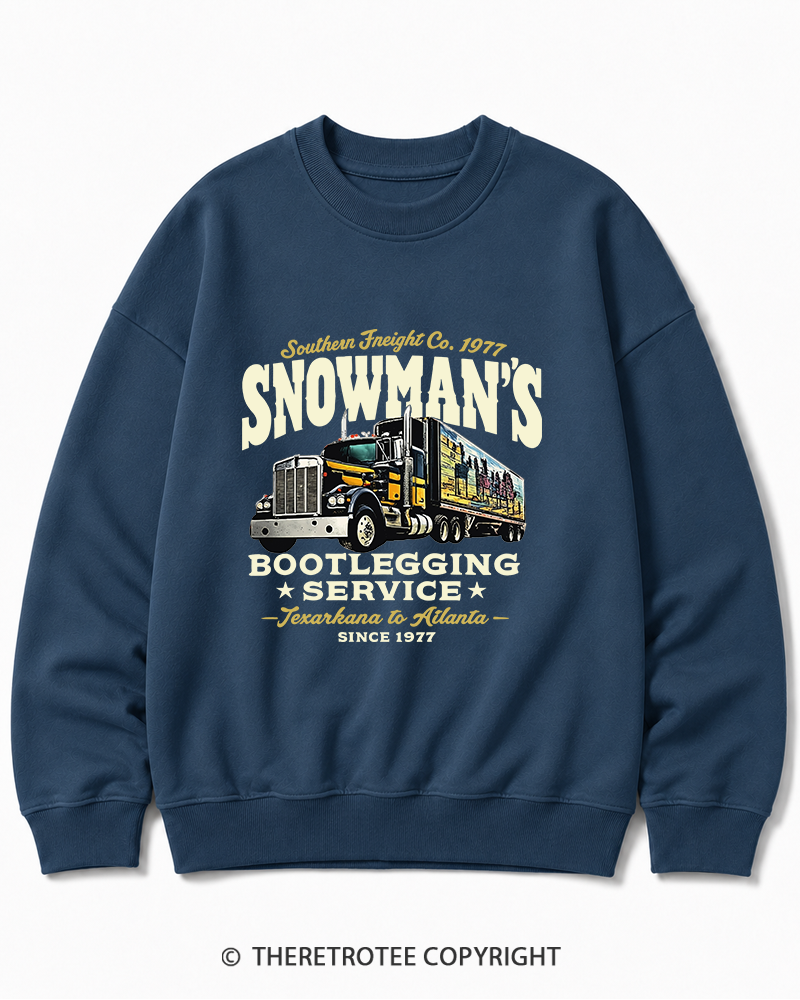 TheRetroTee Snowman's Bootlegging Service 1970s Cotton Sweatshirt