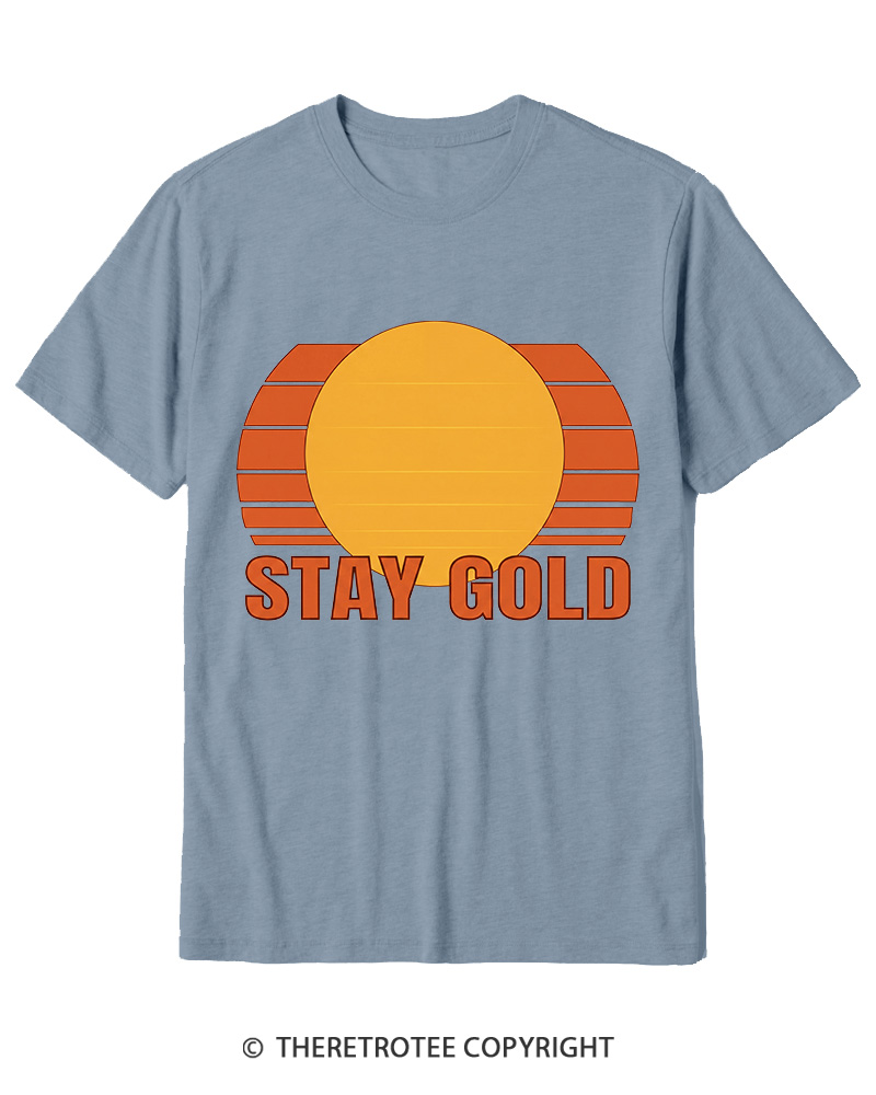 TheRetroTee Stay Gold 1980s Cotton T-Shirt