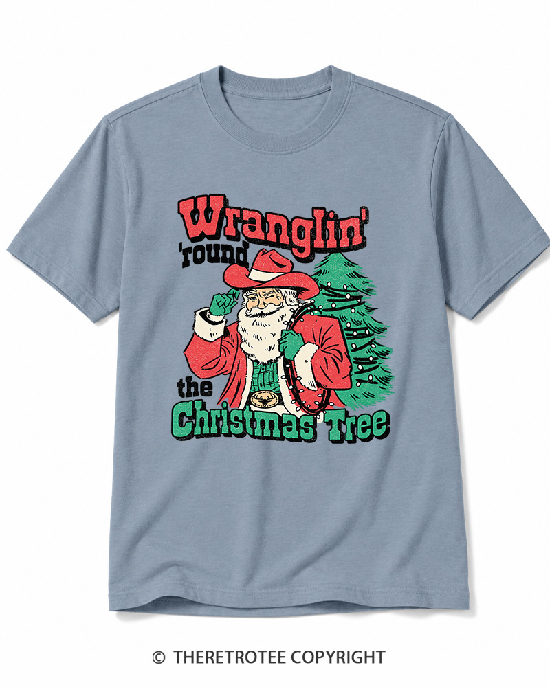 TheRetroTee Santa Wranglin Around 1970s Cotton T-Shirt