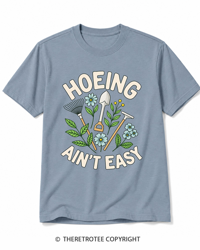 TheRetroTee Hoeing Ain’t Easy 1970s Cotton T-Shirt