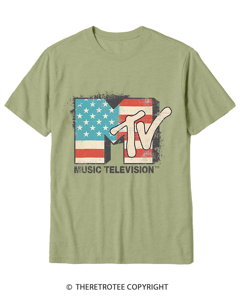 TheRetroTee American Flag Logo 1980s Cotton T-Shirt
