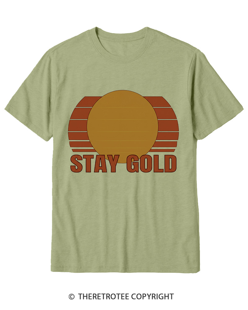 TheRetroTee Stay Gold 1980s Cotton T-Shirt