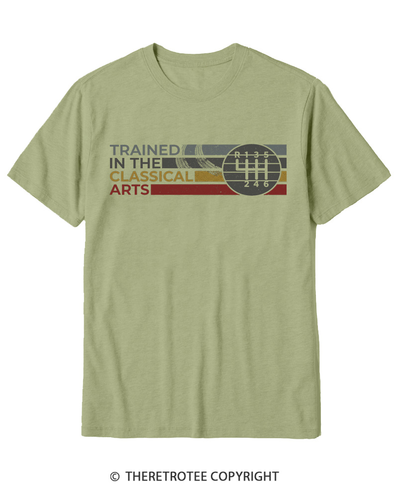 TheRetroTee Trained In The Classical Arts Speed Manual Transmission 1980s Cotton T-Shirt