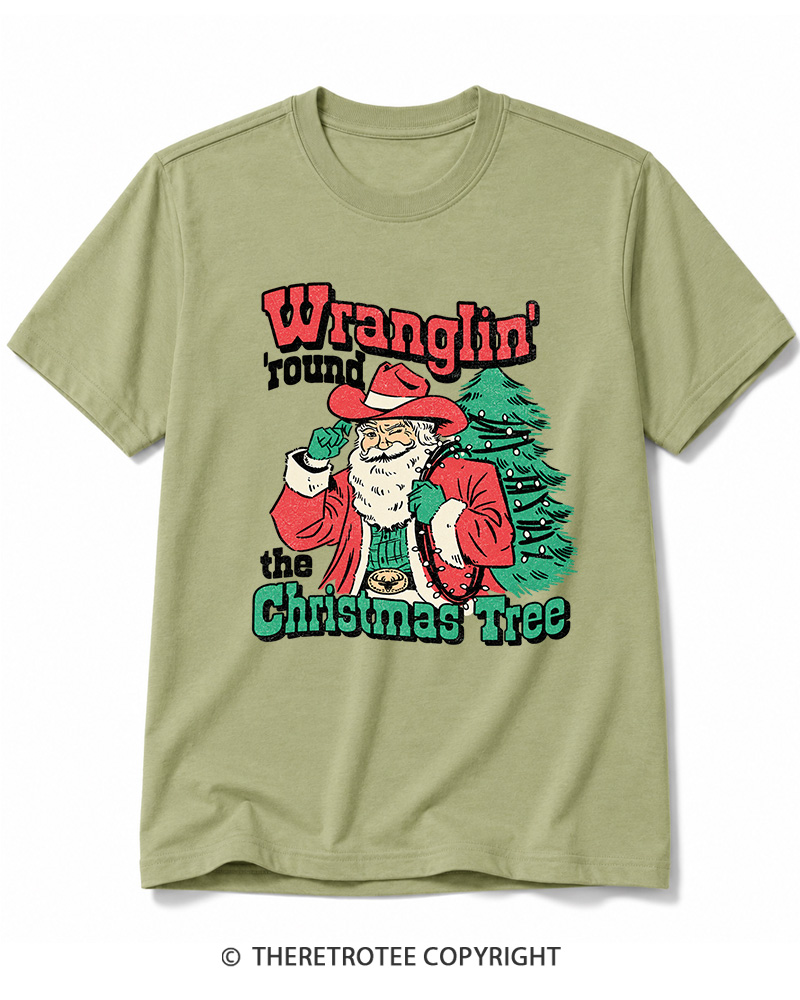 TheRetroTee Santa Wranglin Around 1970s Cotton T-Shirt