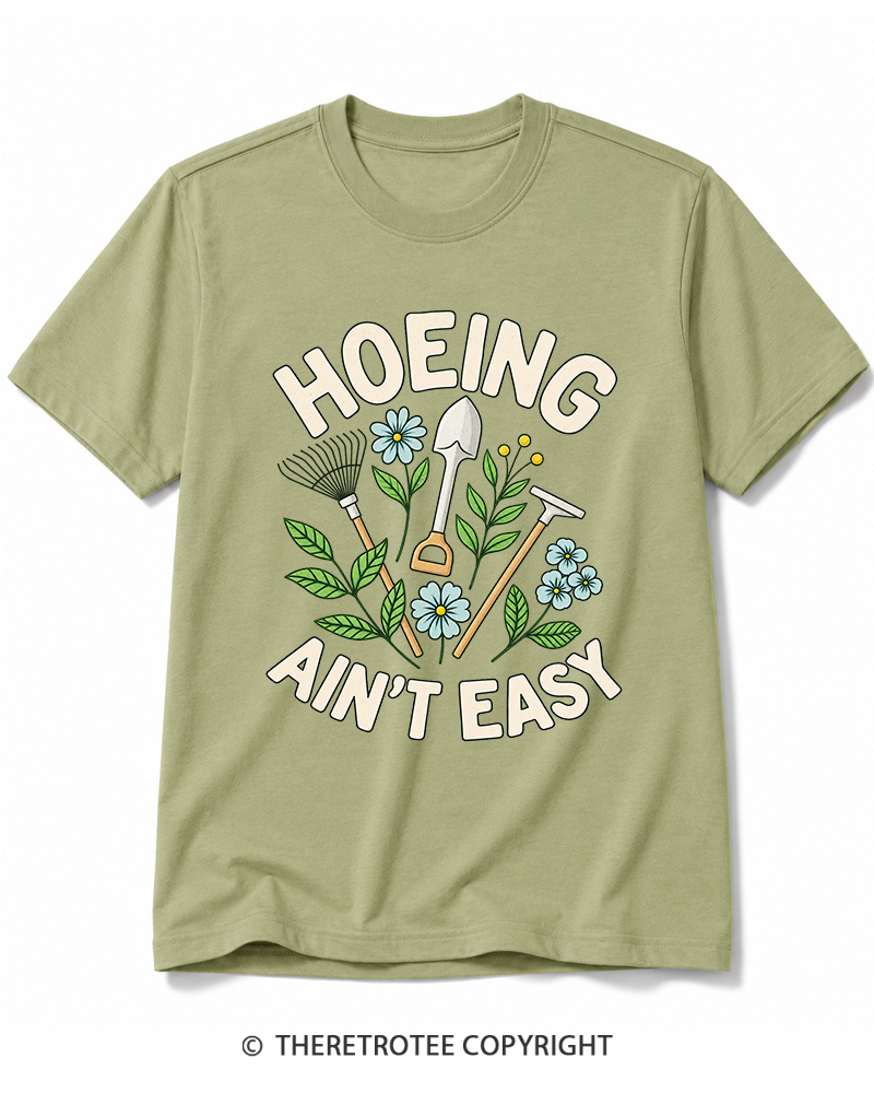 TheRetroTee Hoeing Ain’t Easy 1970s Cotton T-Shirt
