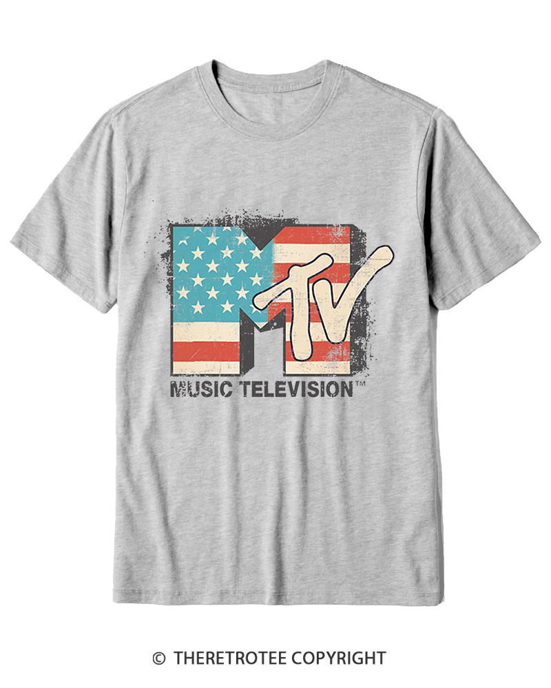 TheRetroTee American Flag Logo 1980s Cotton T-Shirt