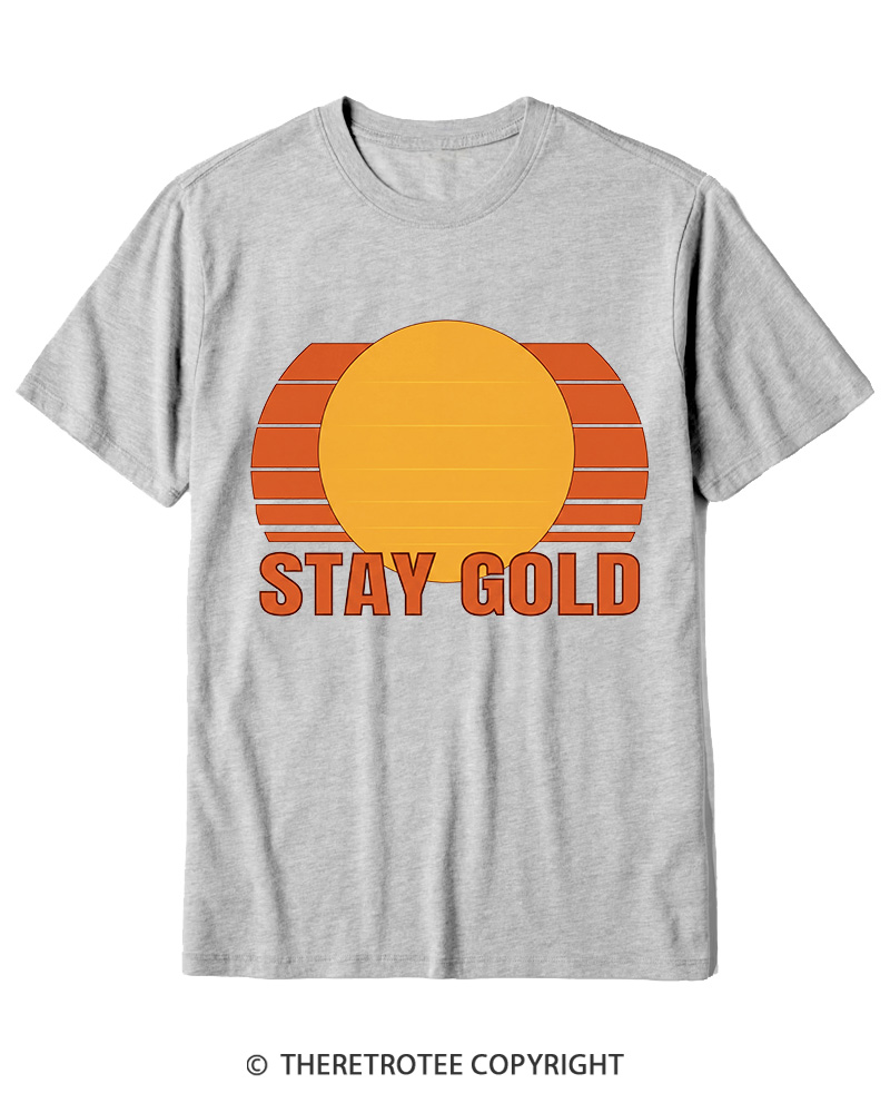 TheRetroTee Stay Gold 1980s Cotton T-Shirt