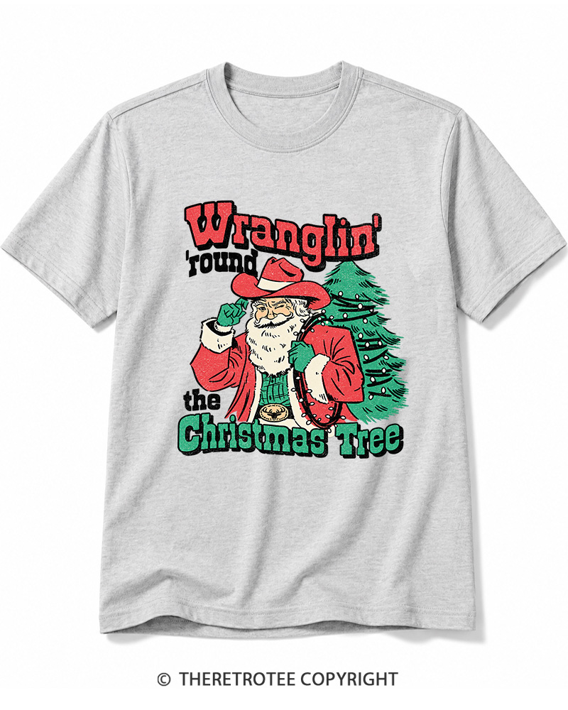 TheRetroTee Santa Wranglin Around 1970s Cotton T-Shirt