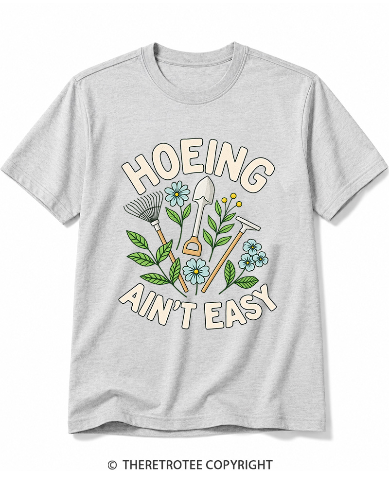 TheRetroTee Hoeing Ain’t Easy 1970s Cotton T-Shirt