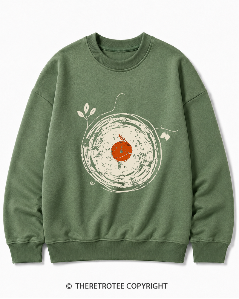 TheRetroTee Enchanting Vinyl Records 1970s Cotton Sweatshirt