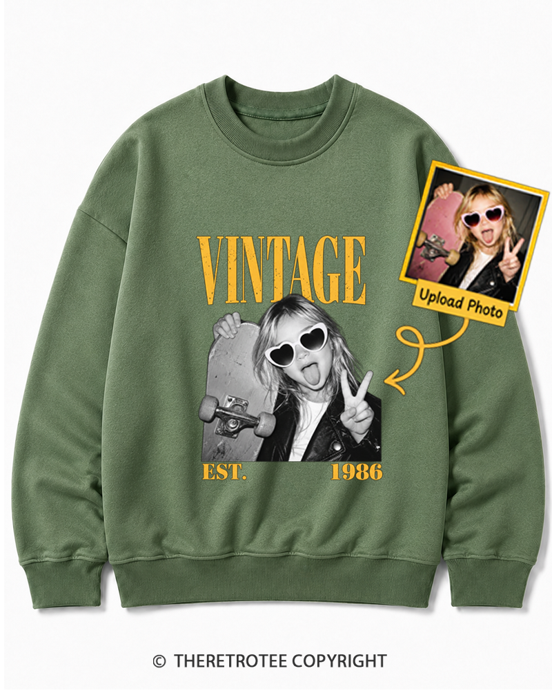 TheRetroTee Personalized My First Skateboard 1986 Sweatshirt