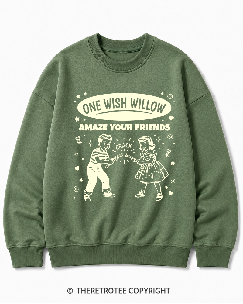 TheRetroTee One Wish Willow Vintage Halloween Cotton Sweatshirt