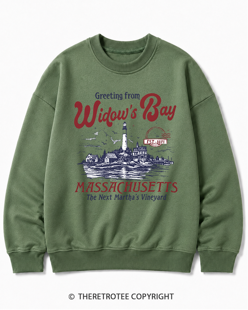TheRetroTee Getting On Widow’s Bay 1980s Halloween Cotton Sweatshirt